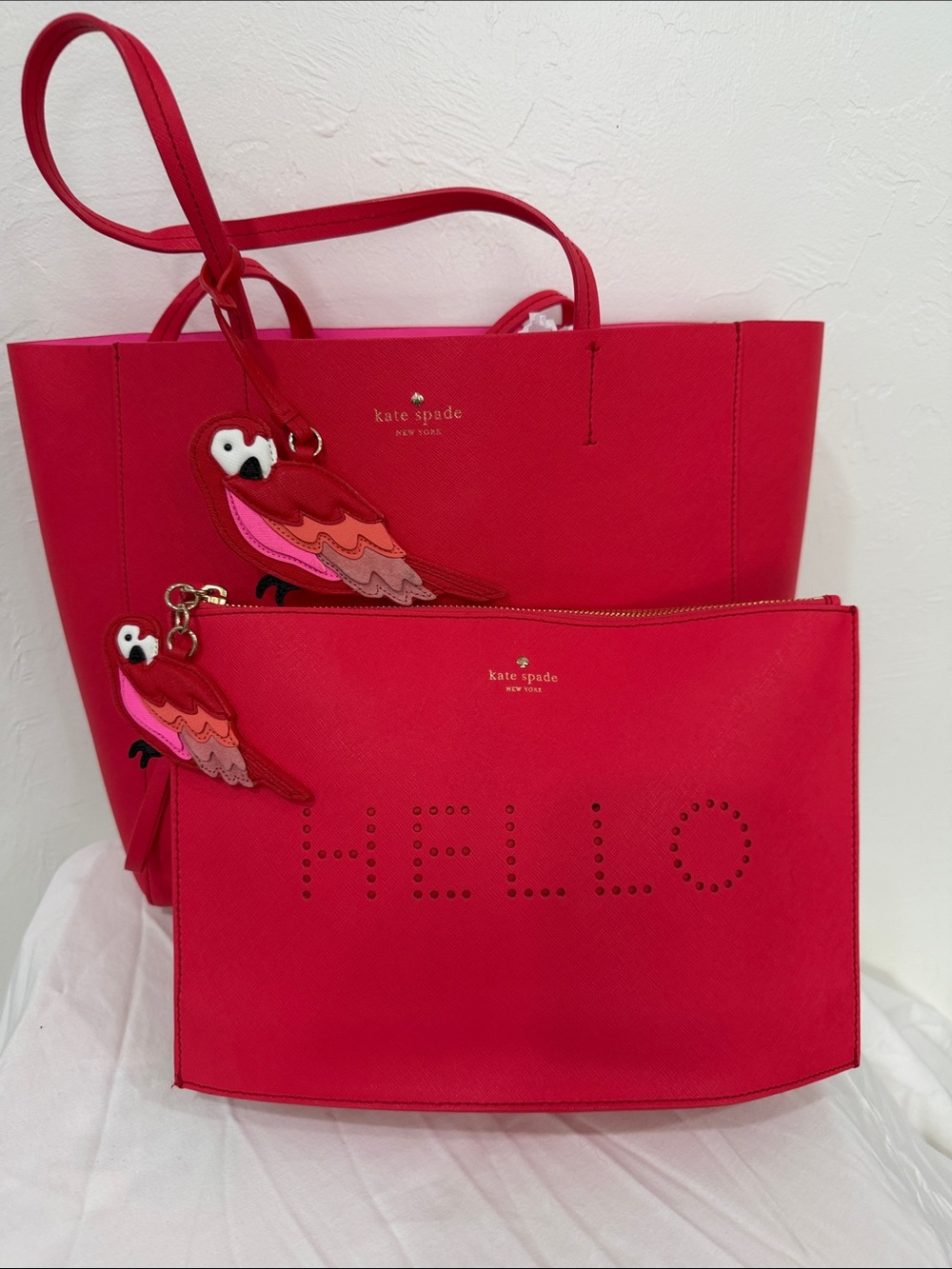 Flock party Kate spade hot pink tote with bonus matching large pouch